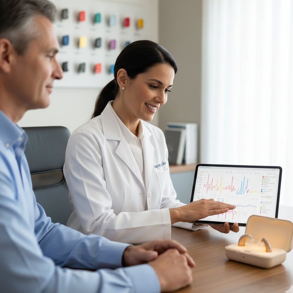 CASLPO regulated audiologist | Doctor of Audiology Newmarket consulting patient | Hearing Clinic Newmarket | Fariba Denak