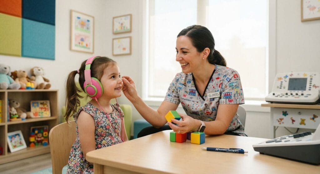 Child-friendly pediatric hearing services and evaluation
